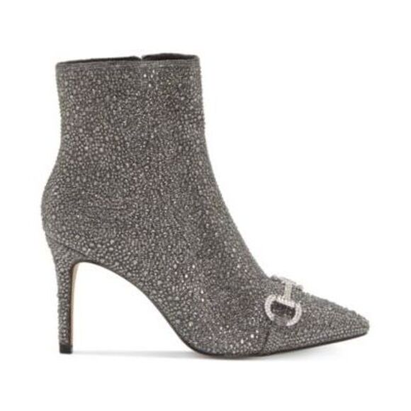 INC Womens Gray Detail Glitter Ignacia Pointed Toe Stiletto Booties 10.5 M - Picture 2 of 4